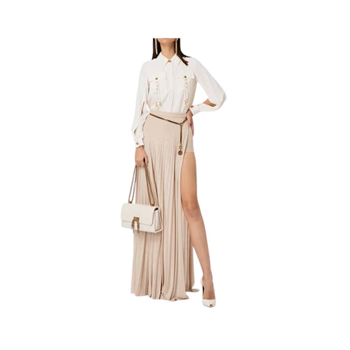 Gonna Donna lunga plissettata Oro ELISABETTA FRANCHI- Francavilla Moda
